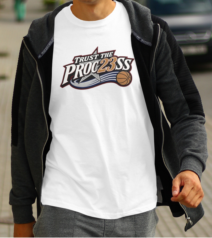 Trust The Proc23ss LeBron James Philadelphia 76ers NBA Basketball 2026 T-Shirt