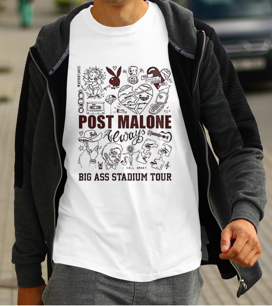 Post Malone Loves Iowa Big Ass Stadium Tour 2026 Iowa State Cyclones Jack Trice Stadium T-Shirt