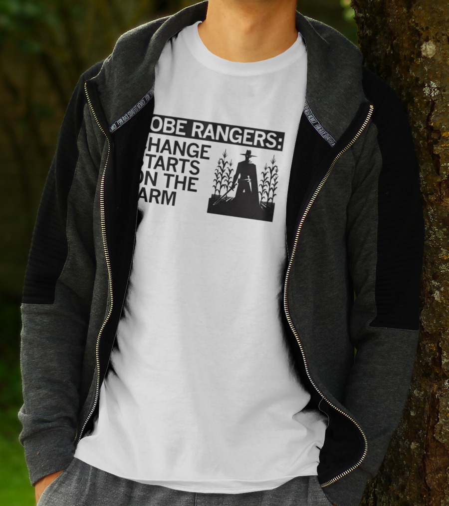 Lobe Rangers Change Starts On The Farm Cowboy Farmer Silhouette Cornfield T-Shirt
