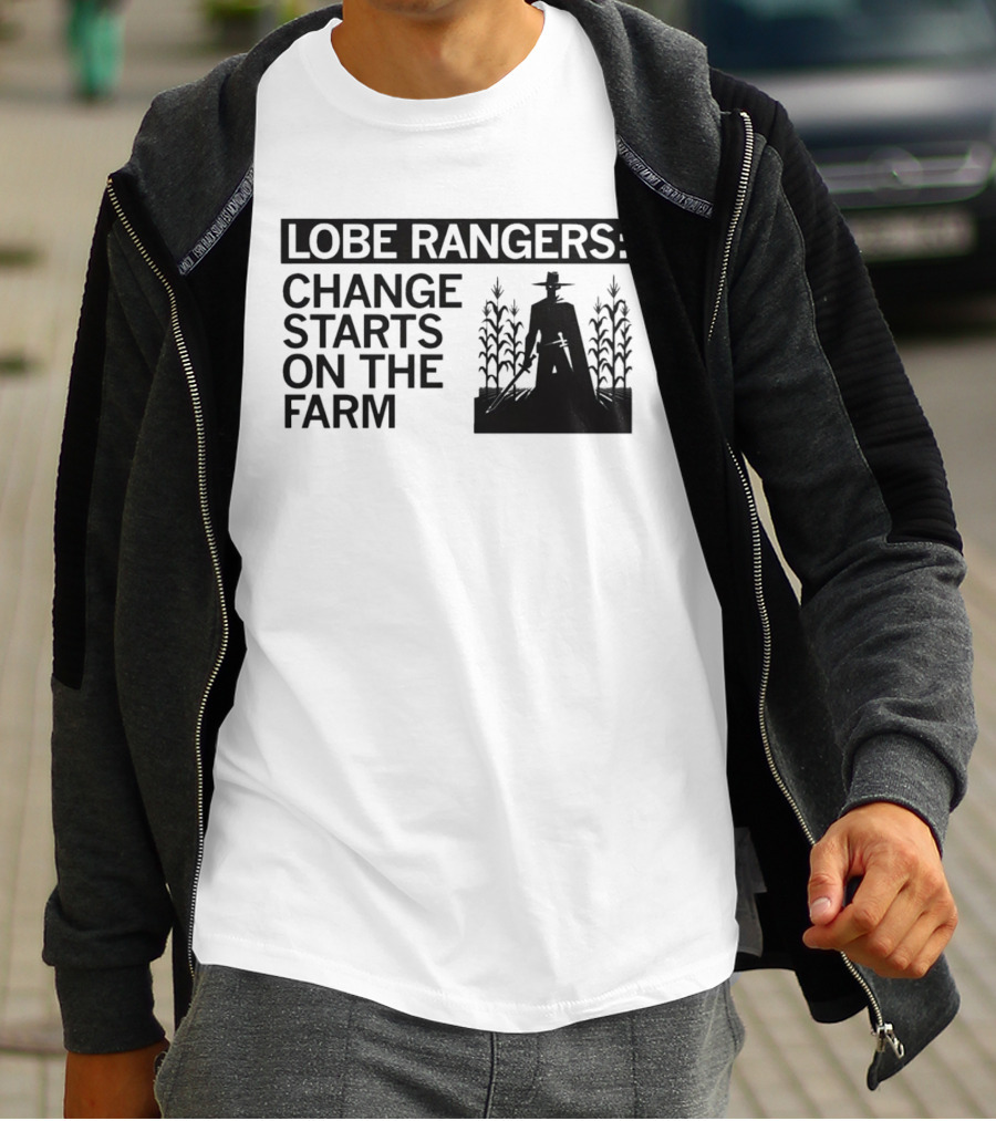 Lobe Rangers Change Starts On The Farm Cowboy Farmer Silhouette Cornfield T-Shirt