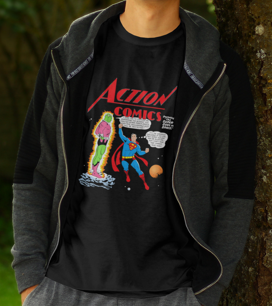 Action Comics Superman I Dare You To Capture Me Super Duel In Space T-Shirt