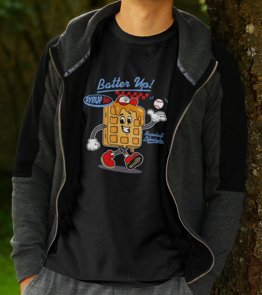 Batter Up Syrup Baseball Waffle Fun Sports Lifestyle T-Shirt