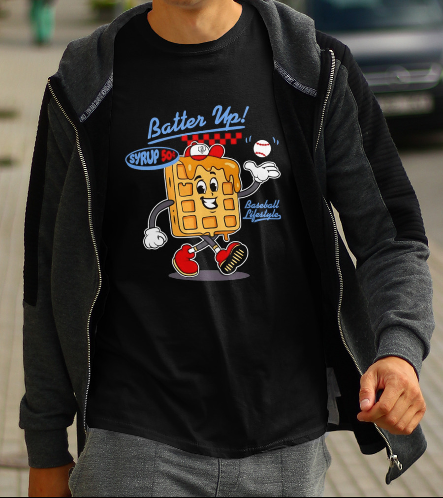 Batter Up Syrup Baseball Waffle Fun Sports Lifestyle T-Shirt