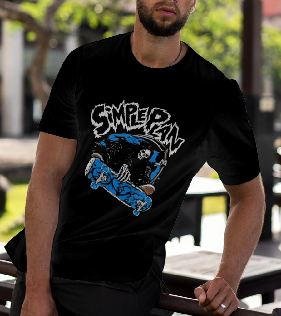 Simple Plan Skeleton Skater With Scythe 2026 T-Shirt