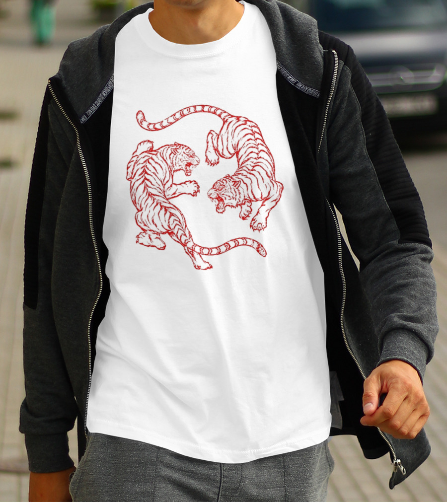 Japanese Fighting Tigers Tiger Red Duel T-Shirt