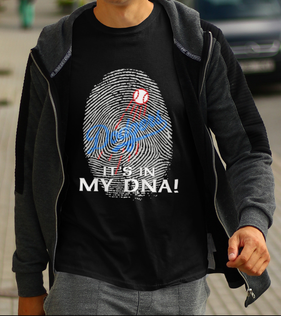 Los Angeles Dodgers It's In My DNA Fingerprint Baseball T-Shirt