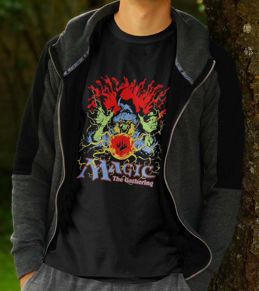 Magic The Gathering Wizard Elemental Spellcaster Mystical Flames T-Shirt