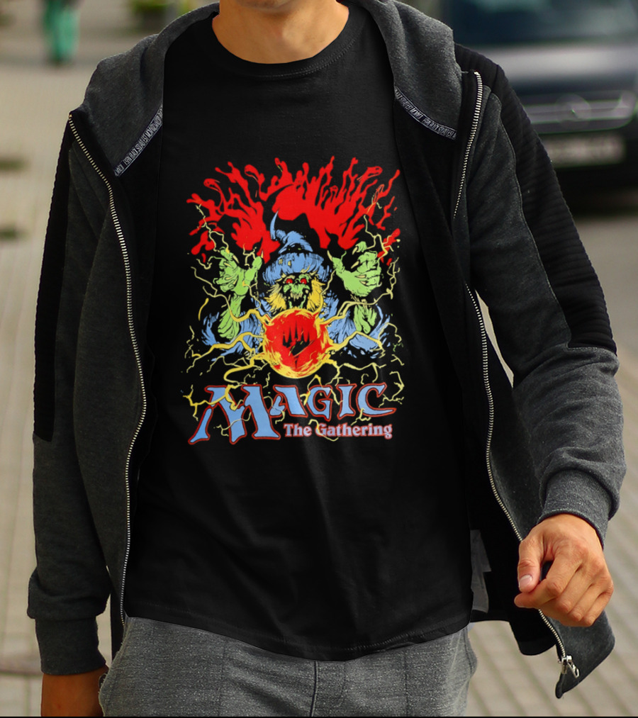 Magic The Gathering Wizard Elemental Spellcaster Mystical Flames T-Shirt