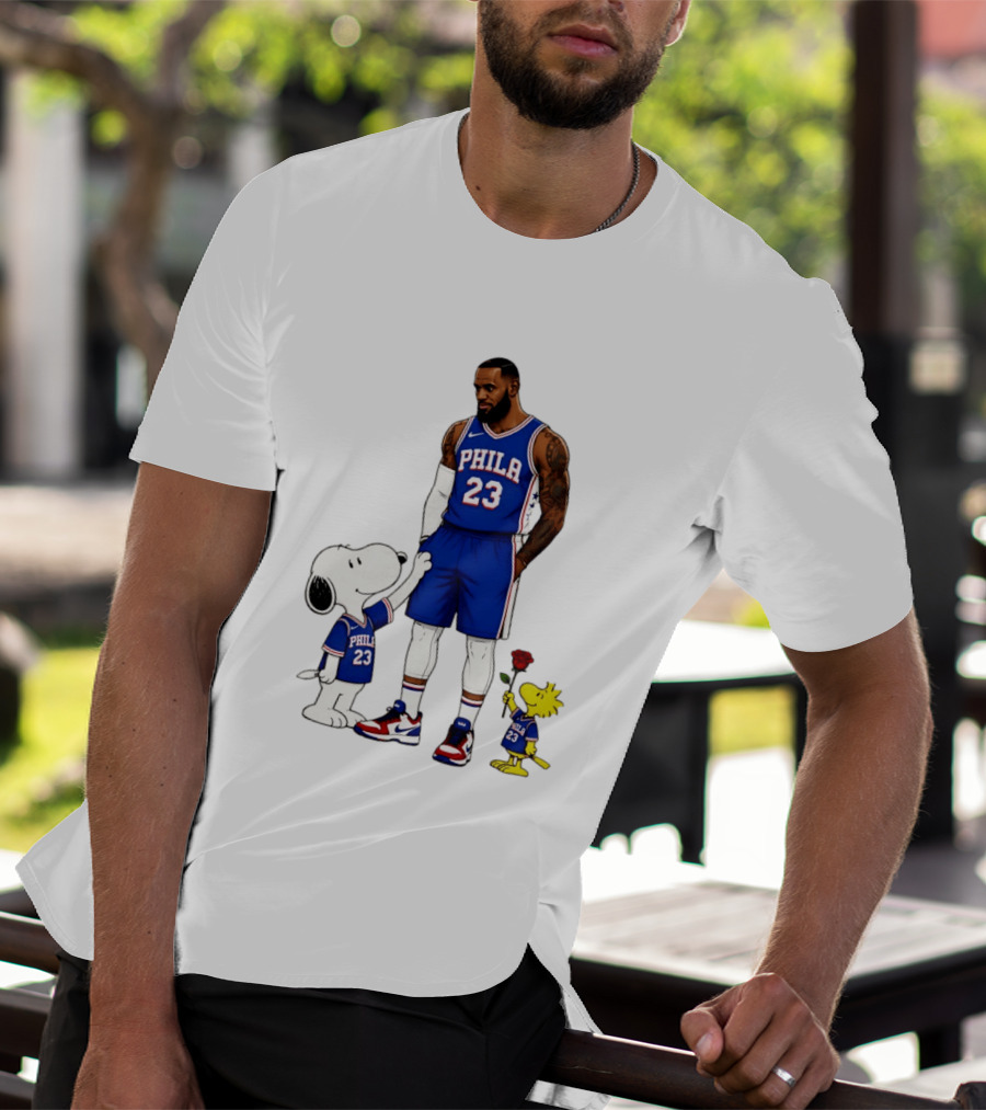 Philadelphia 76ers LeBron James With Snoopy And Woodstock 2026 T-Shirt