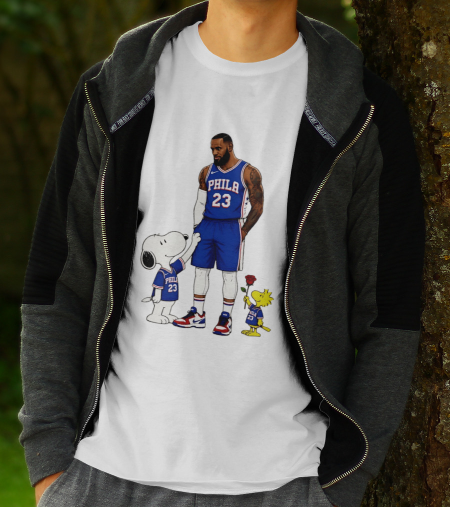 Philadelphia 76ers LeBron James With Snoopy And Woodstock 2026 T-Shirt