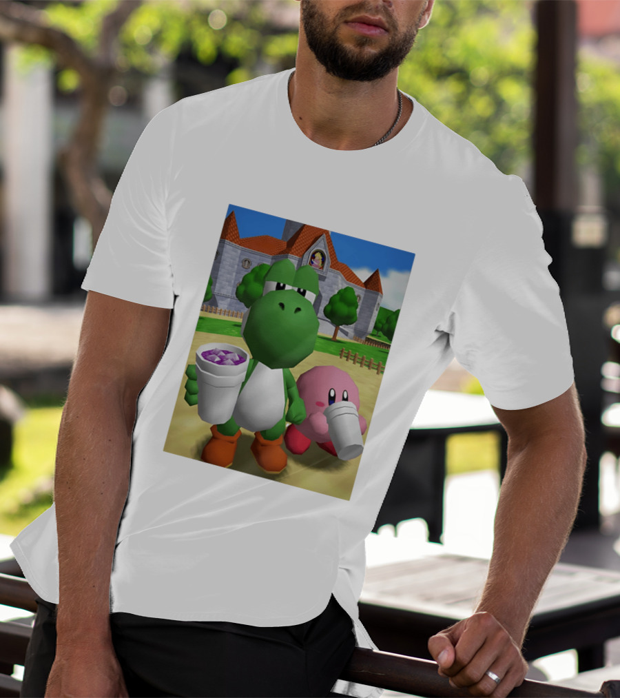 Yoshi Kirby Lean Purple Drink Castle Scene T-Shirt