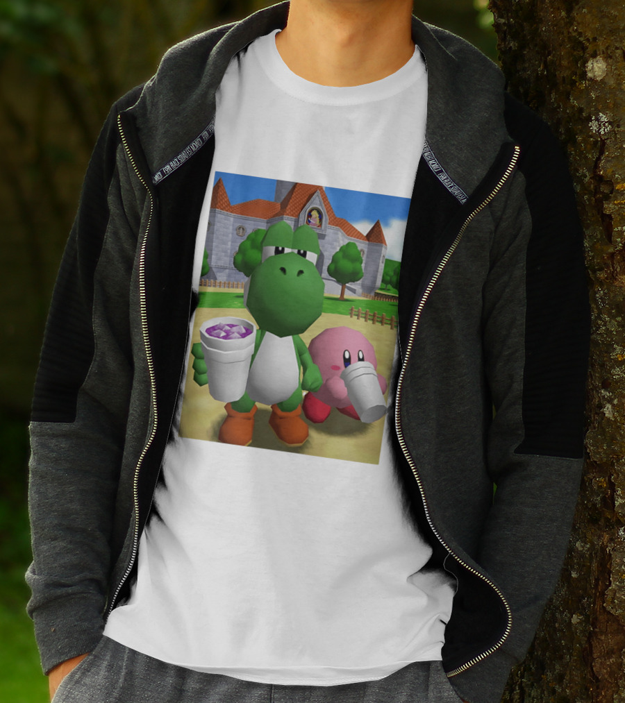 Yoshi Kirby Lean Purple Drink Castle Scene T-Shirt