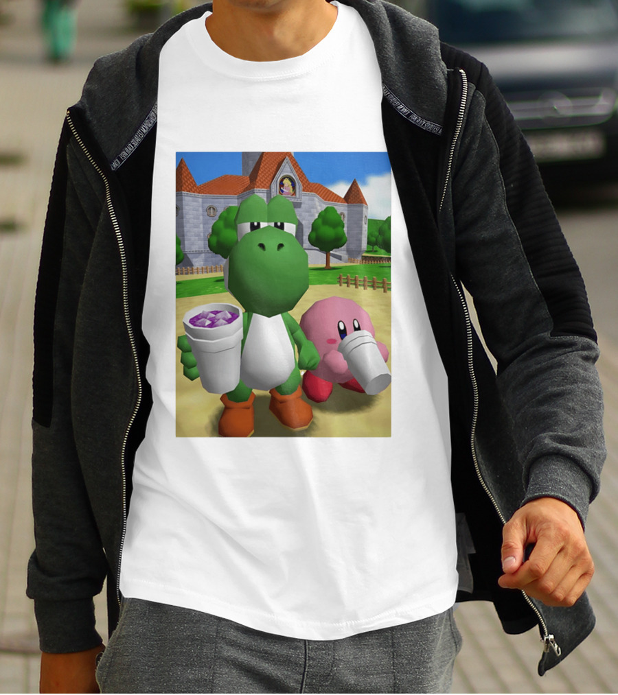 Yoshi Kirby Lean Purple Drink Castle Scene T-Shirt