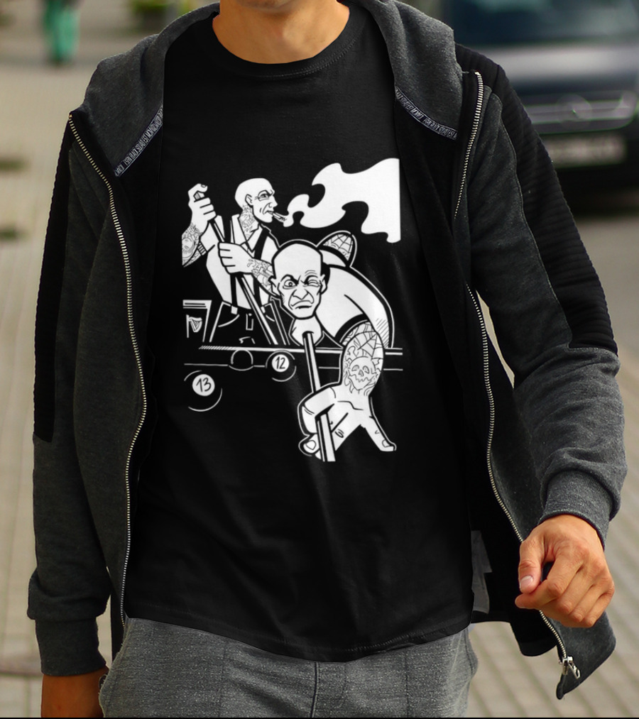 13 12 Tattooed Billiard Players Smoking Pool Game T-Shirt