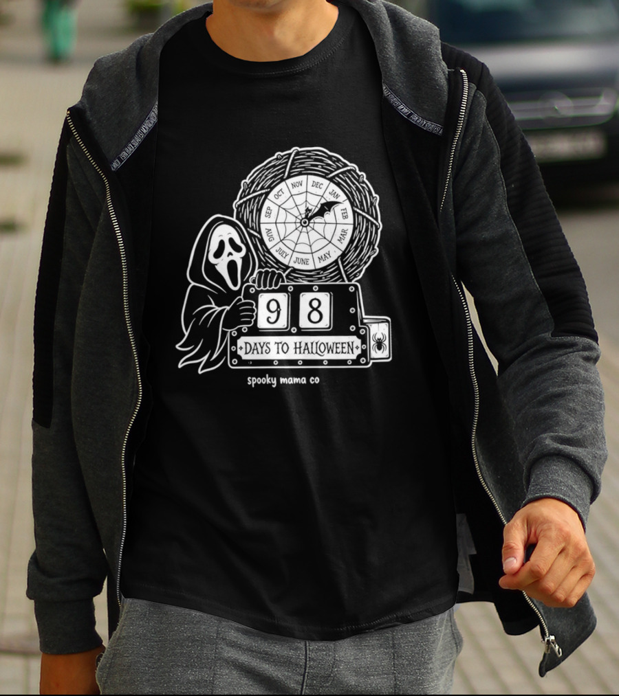 Halloween Countdown 98 Days Ghostface Horror Calendar Spooky Mama Co T-Shirt
