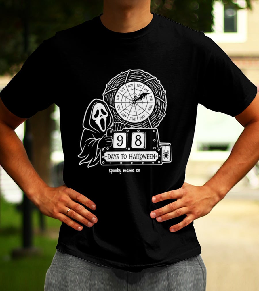Halloween Countdown 98 Days Ghostface Horror Calendar Spooky Mama Co T-Shirt