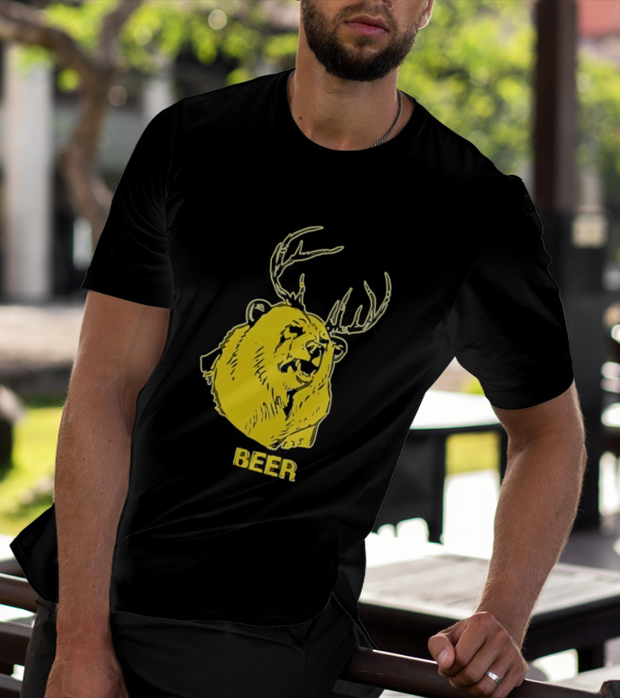 Beer Antlered Bear T-Shirt