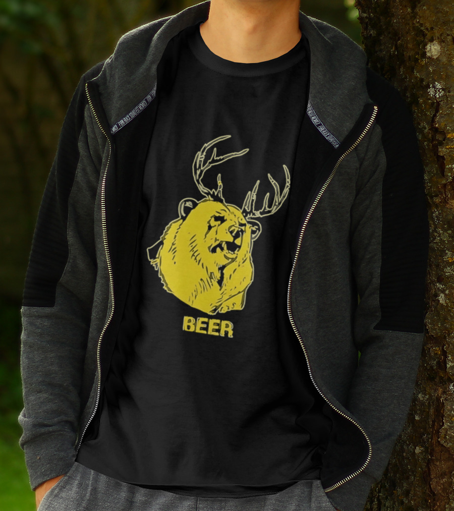 Beer Antlered Bear T-Shirt