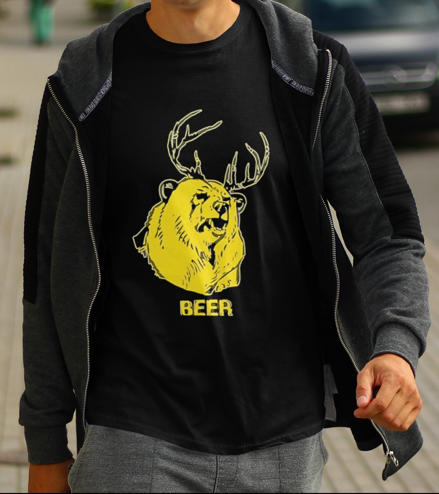 Beer Antlered Bear T-Shirt