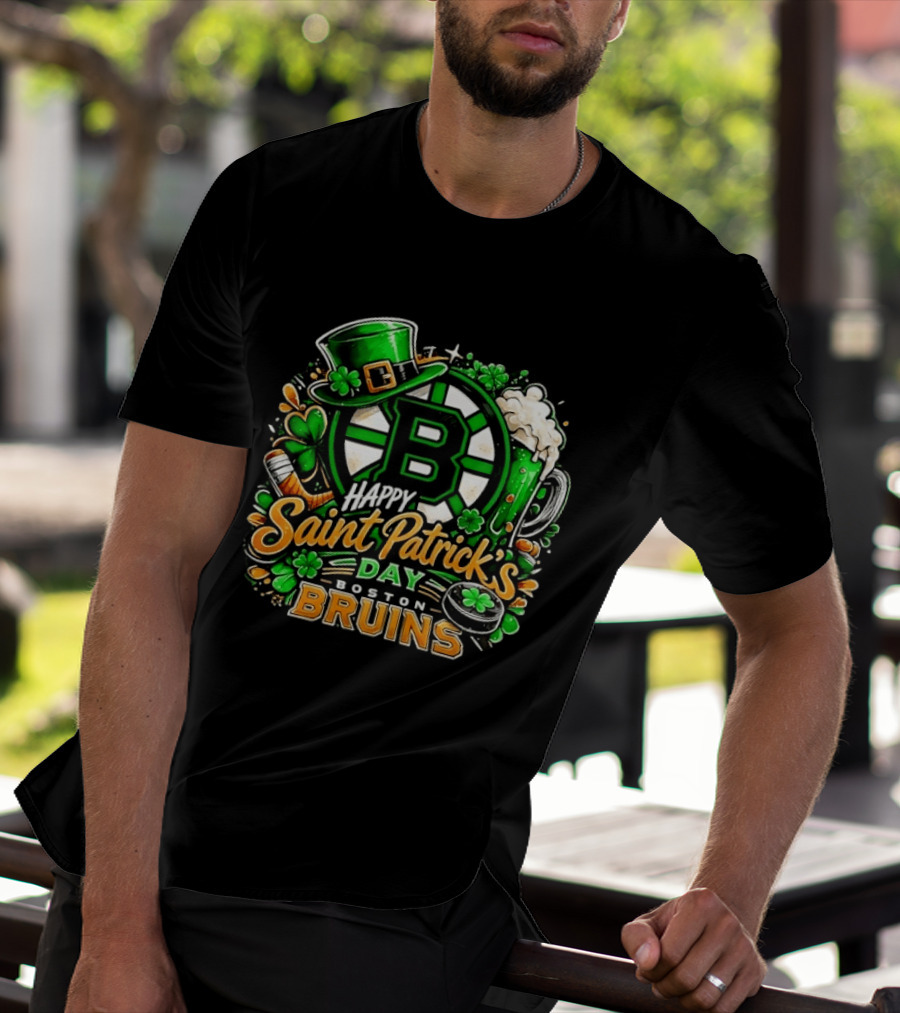 Boston Bruins St. Patrick's Day 2026 Celebration Hockey Team Florals T-Shirt