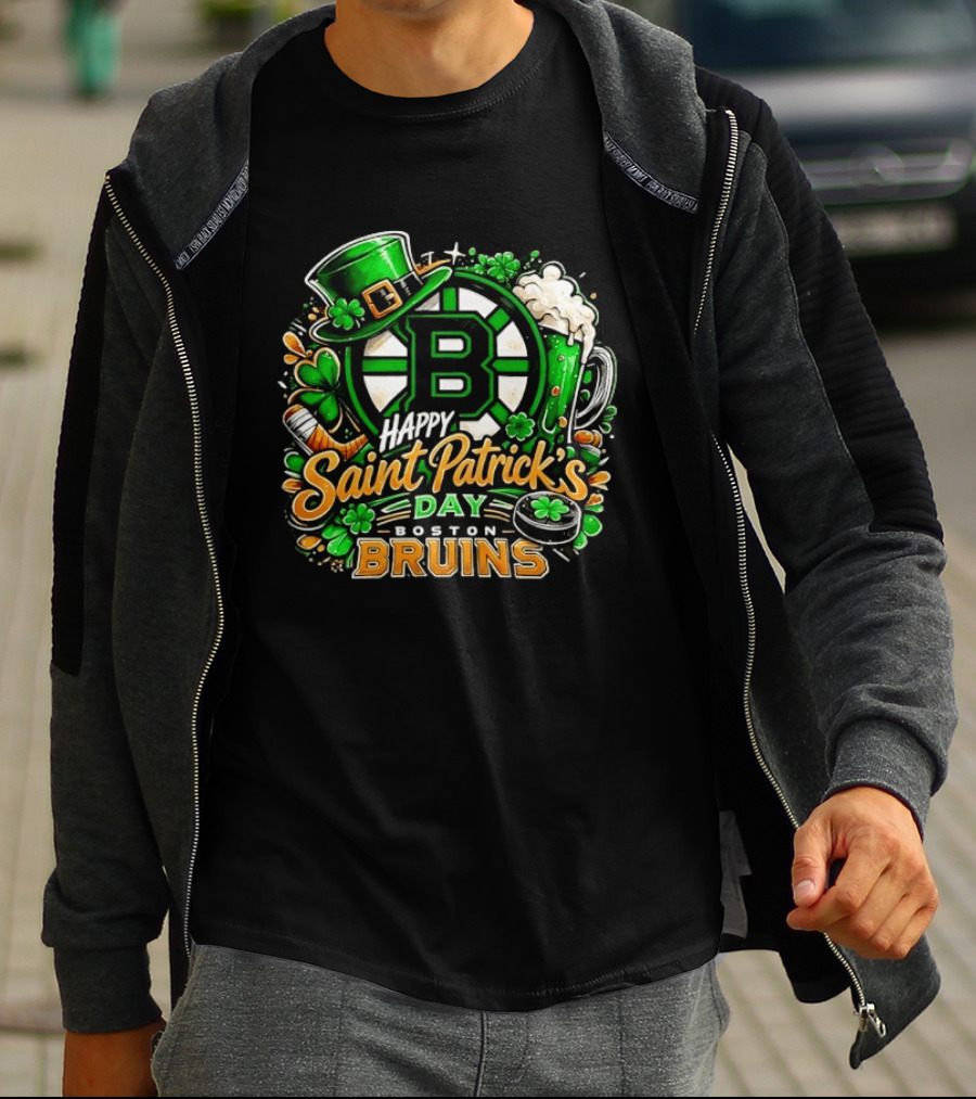 Boston Bruins St. Patrick's Day 2026 Celebration Hockey Team Florals T-Shirt