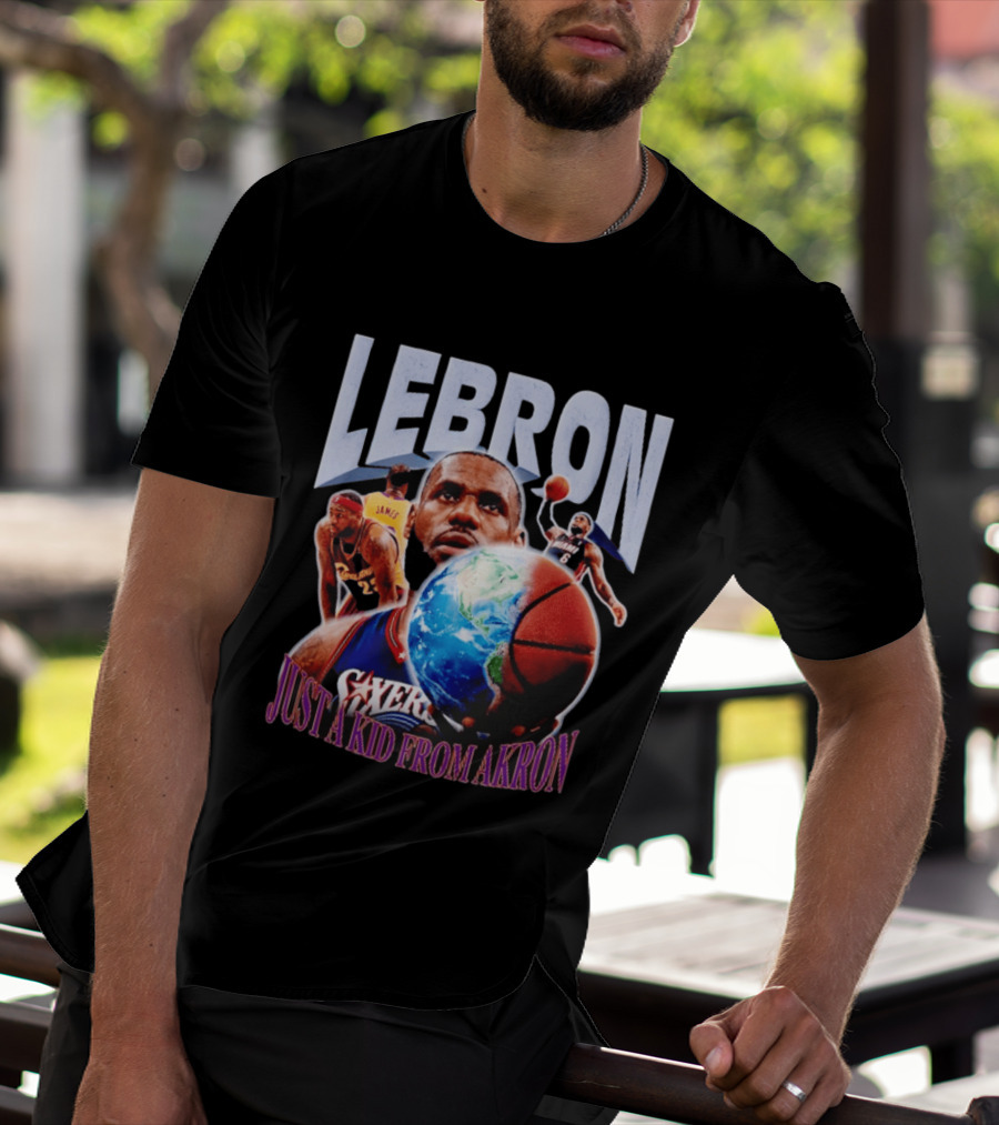 LeBron James Just A Kid From Akron Philadelphia 76ers T-Shirt