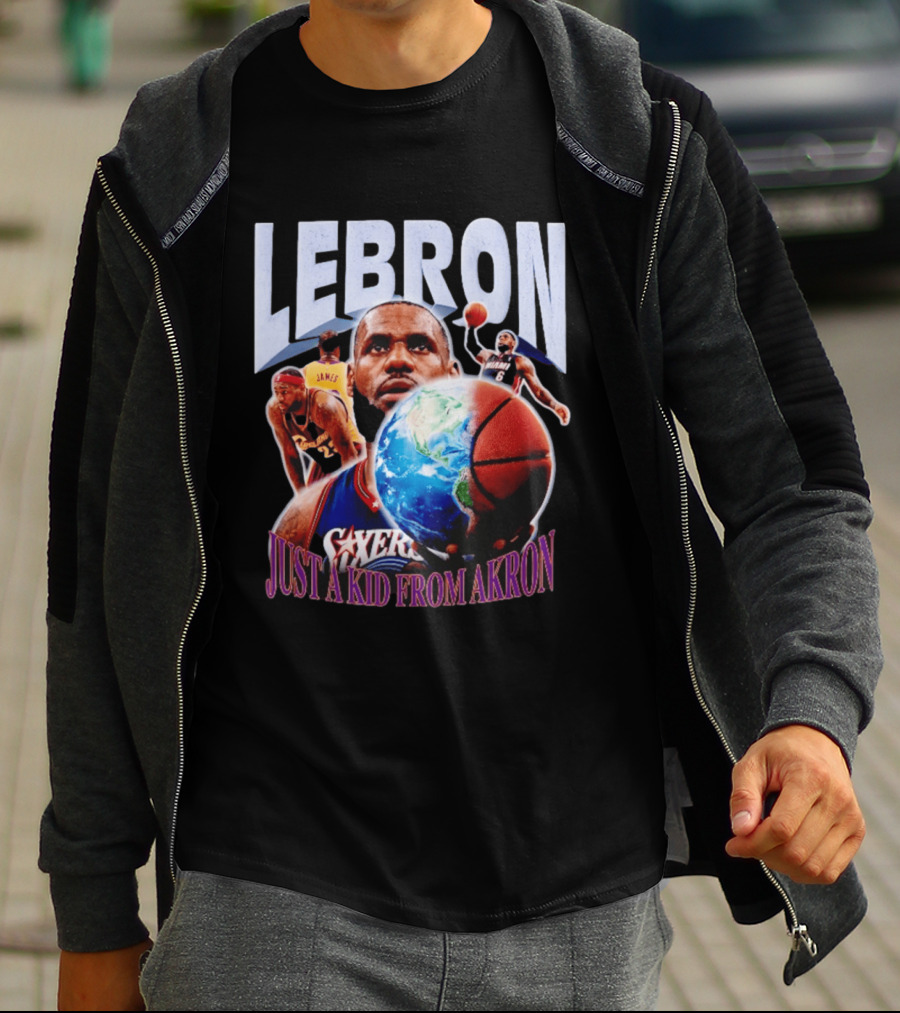 LeBron James Just A Kid From Akron Philadelphia 76ers T-Shirt