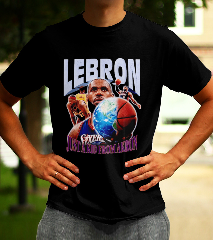 LeBron James Just A Kid From Akron Philadelphia 76ers T-Shirt