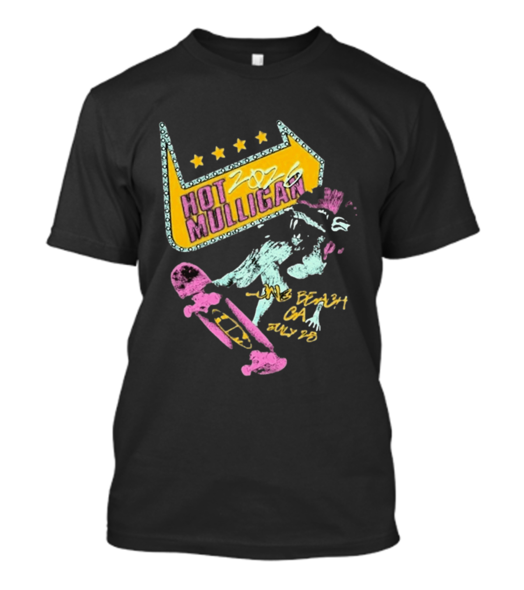 Hot Mulligan Long Beach CA 2026 Warped Tour July 25 Skateboarding Art With Stars T-Shirt