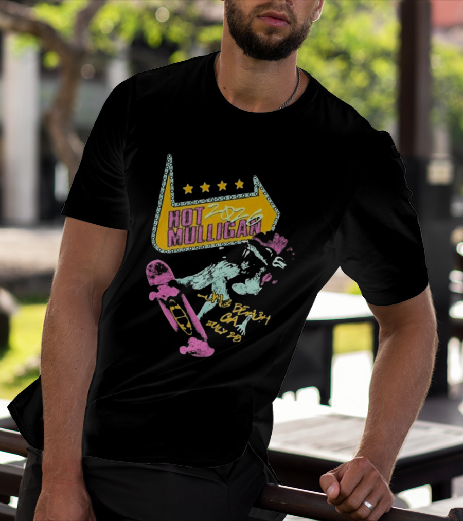 Hot Mulligan Long Beach CA 2026 Warped Tour July 25 Skateboarding Art With Stars T-Shirt