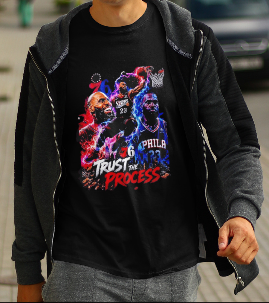 LeBron James Philadelphia 76ers 23 Trust The Process 76 Lightning Energy T-Shirt