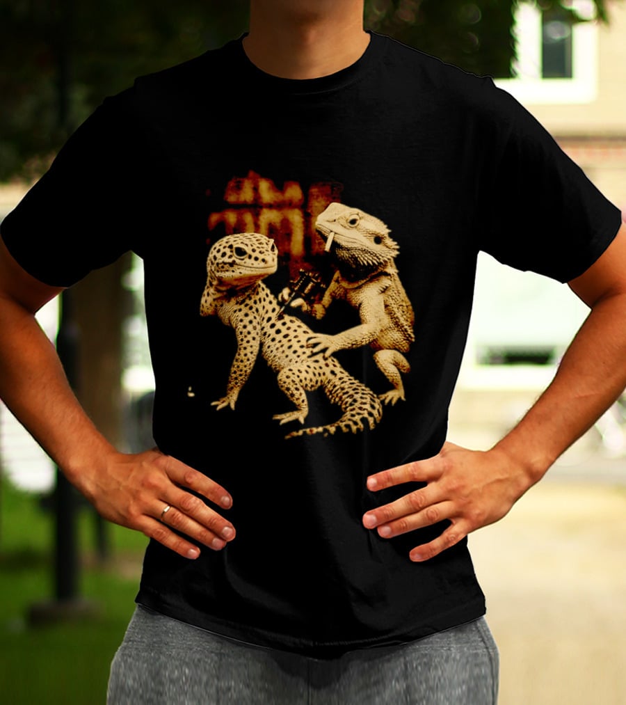 Leopard Gecko Tattoo By Bearded Dragon With Spray Paint Graffiti T-Shirt