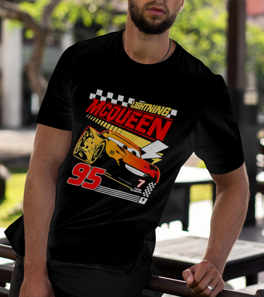 Lightning McQueen Racing 95 Champion Car Number 7 Lightning Bolt T-Shirt