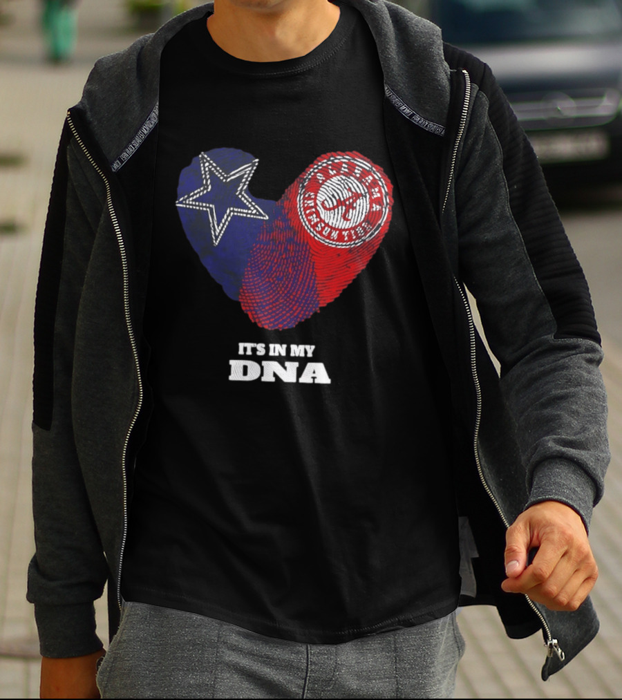 Dallas Cowboys Star And Atlanta Braves Heart It's In My DNA T-Shirt