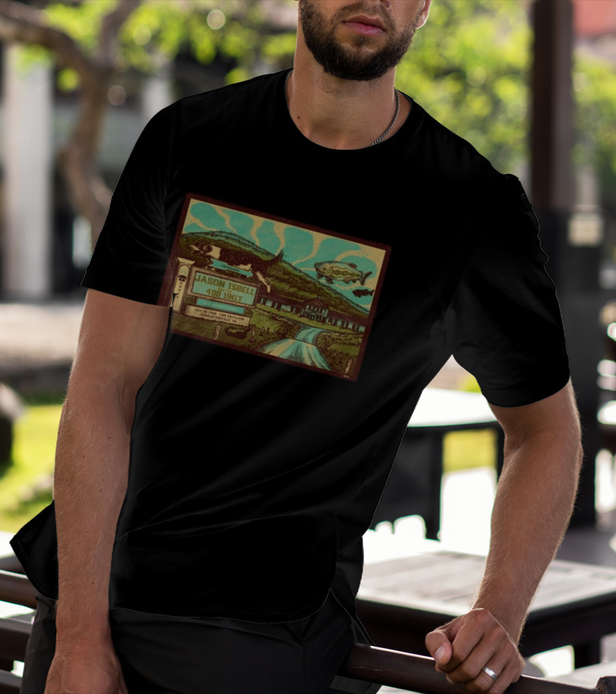 Jason Isbell And The 400 Unit July 26 2026 Ting Pavilion Charlottesville VA Concert With Dog Fish Farmhouse Scene T-Shirt