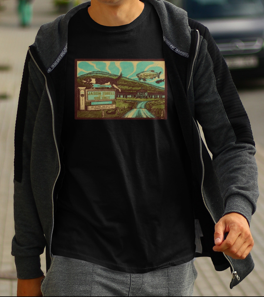 Jason Isbell And The 400 Unit July 26 2026 Ting Pavilion Charlottesville VA Concert With Dog Fish Farmhouse Scene T-Shirt