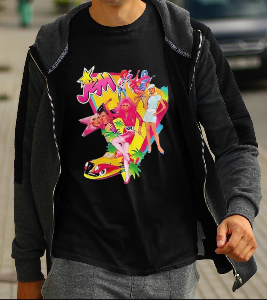 Jem 80s Cartoon Band Pop Music Star Singer Fashion Aesthetic Retro Characters T-Shirt