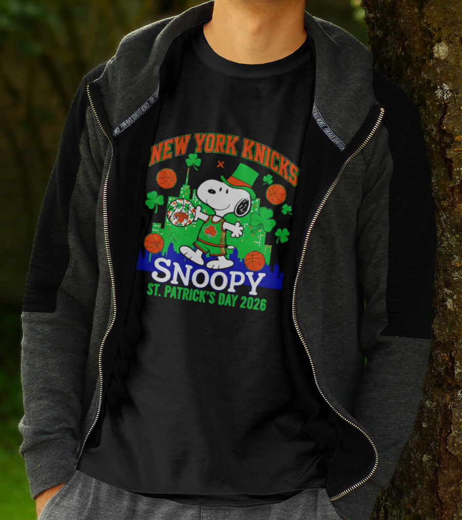 New York Knicks Snoopy St Patrick's Day 2026 Celebration T-Shirt