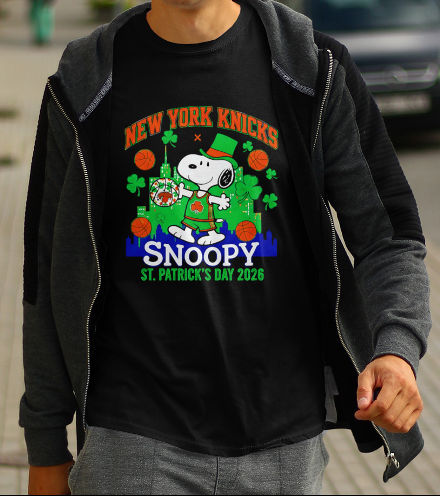 New York Knicks Snoopy St Patrick's Day 2026 Celebration T-Shirt