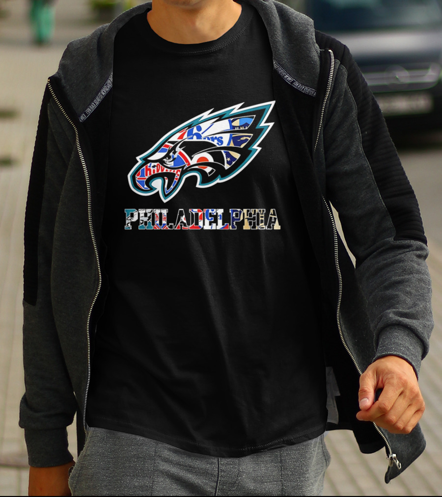 Philadelphia Eagles Phillies Flyers 76ers Team Mashup T-Shirt