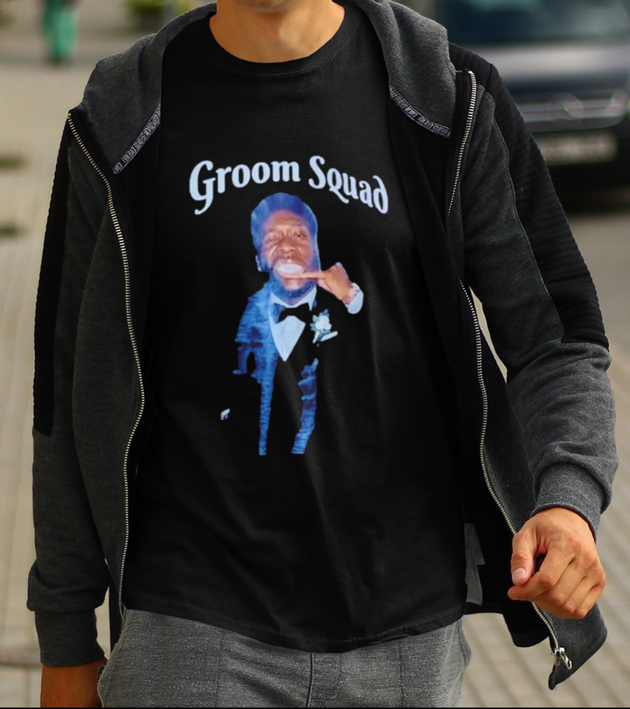 Groom Squad Tuxedo Finger Point Man T-Shirt