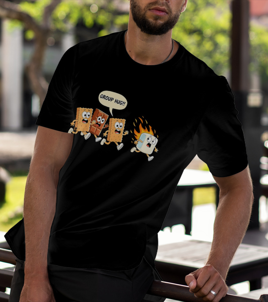 S'mores Cartoon Group Hug Chocolate Graham Cracker Marshmallow Fun T-Shirt