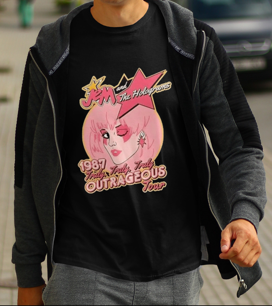 1987 Truly Outrageous Tour Jem And The Holograms Retro Pink Star T-Shirt
