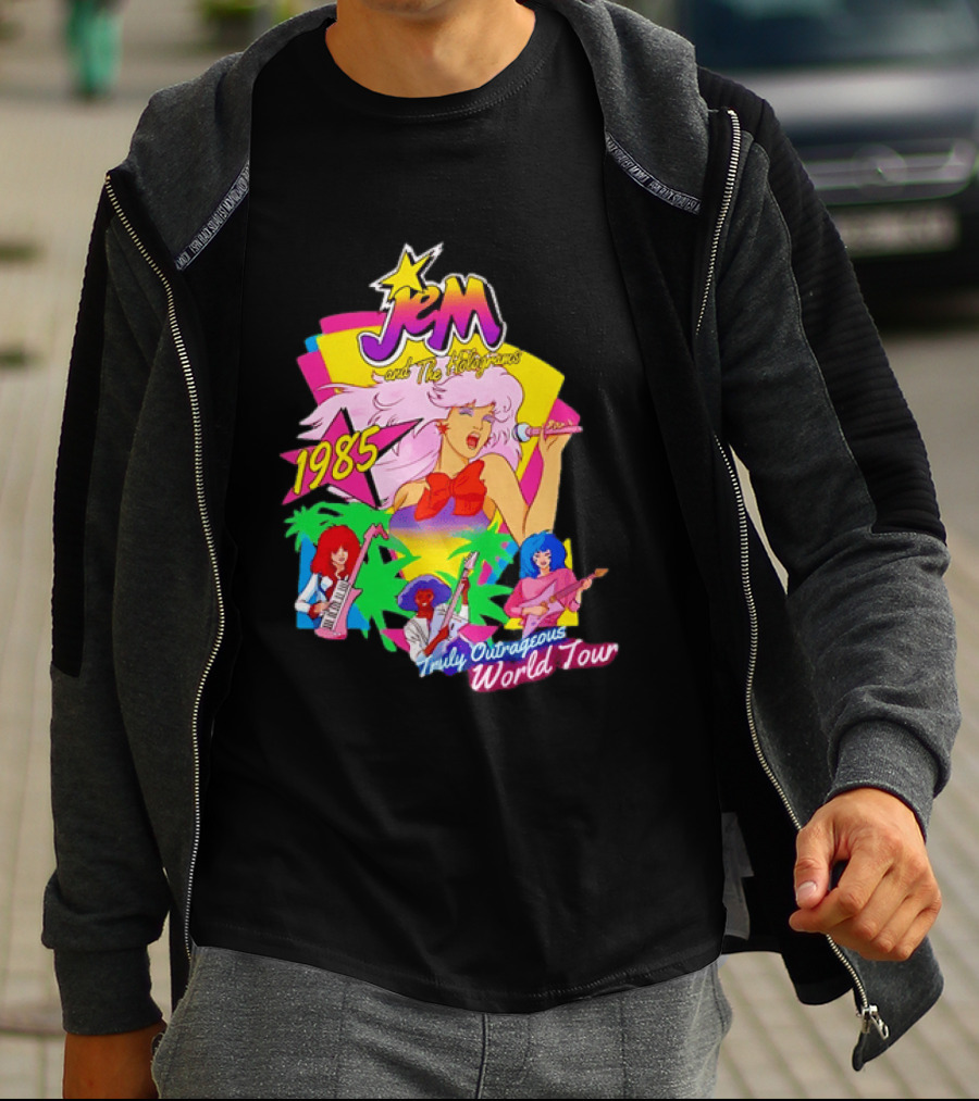 Jem And The Holograms 1985 Truly Outrageous World Tour Retro Concert Fan T-Shirt
