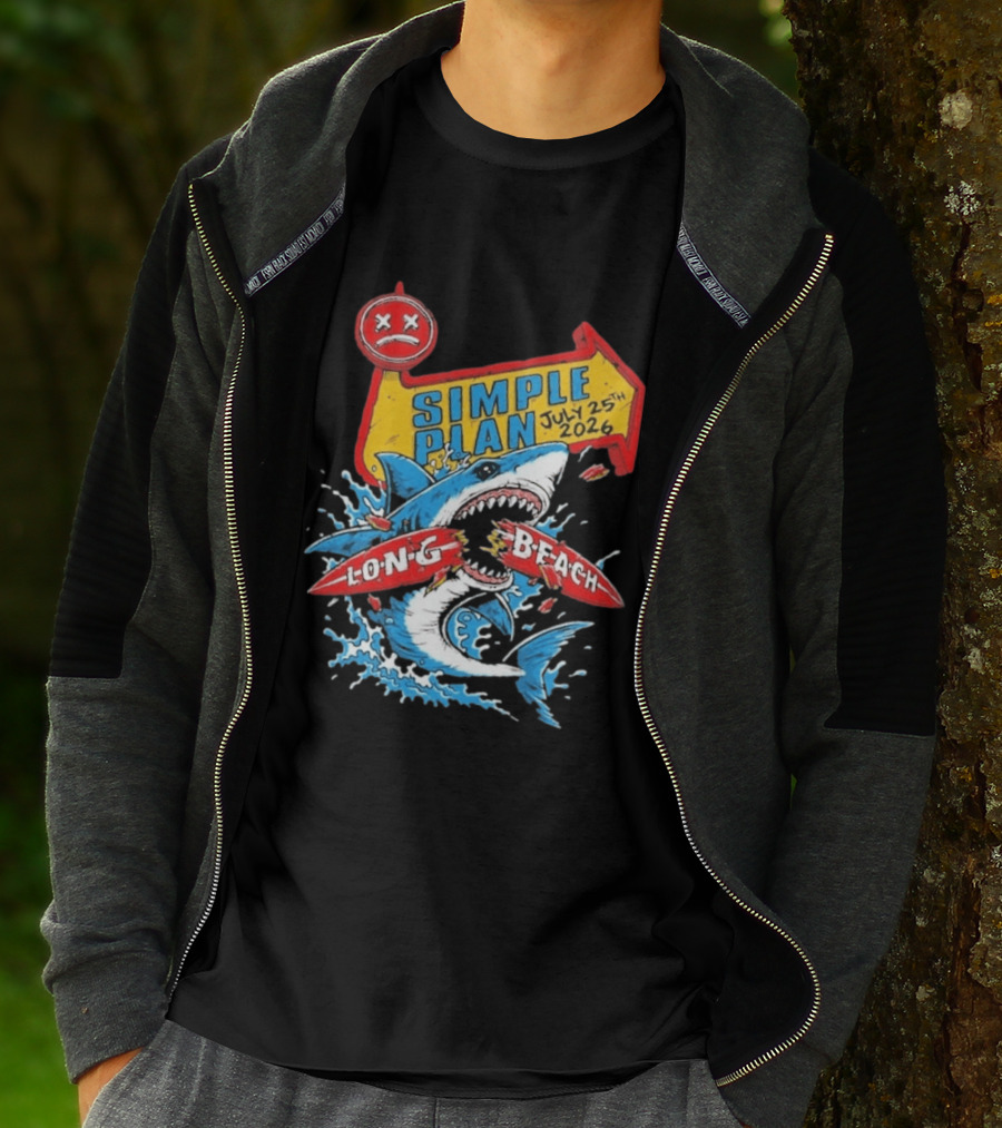 Simple Plan Shark Long Beach July 25 2026 T-Shirt