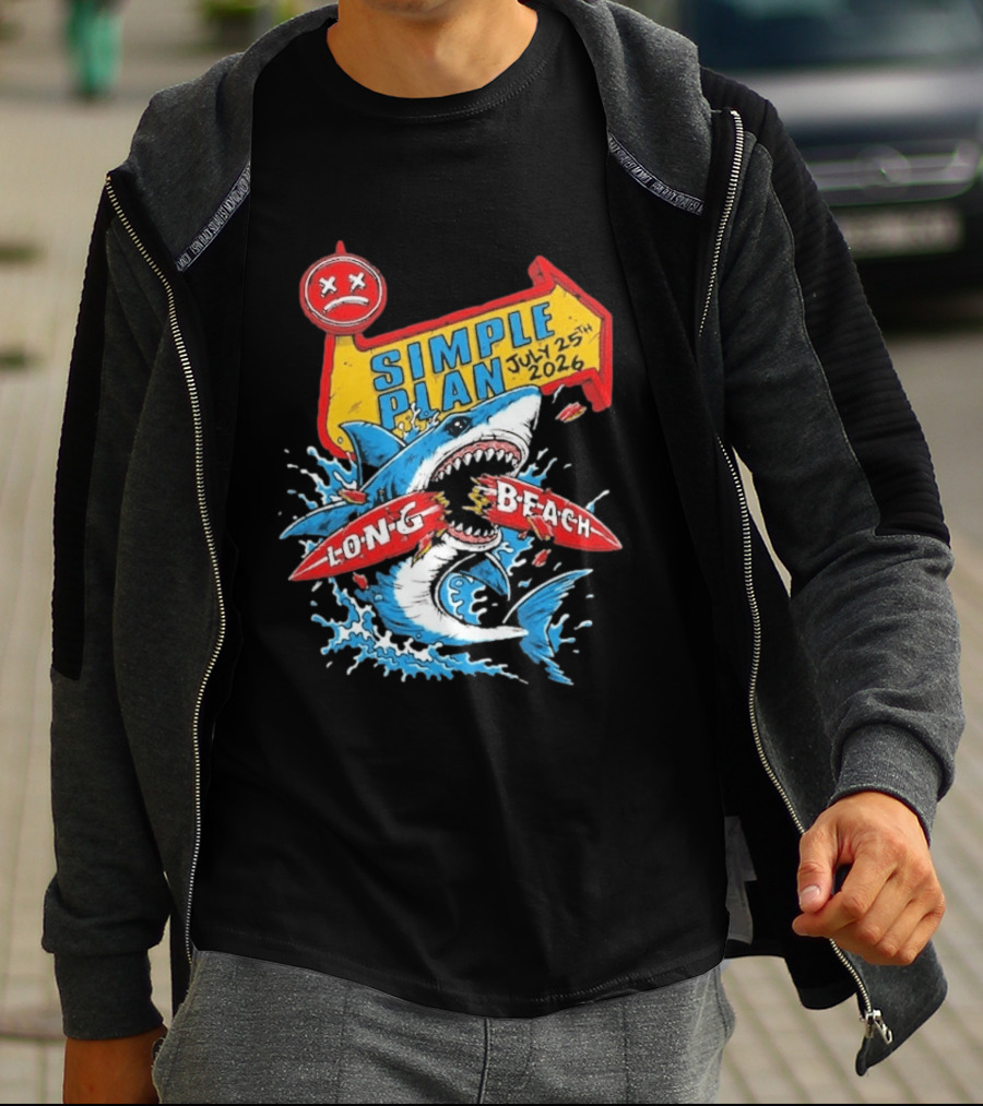 Simple Plan Shark Long Beach July 25 2026 T-Shirt