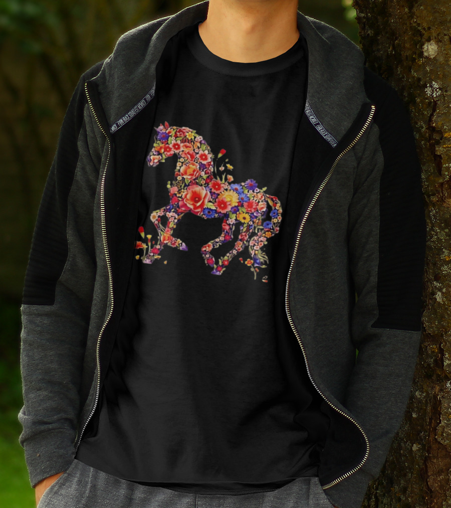 Unicorn Floral Blossoms Mythical Fantasy Animal Nature Garden Botanical T-Shirt