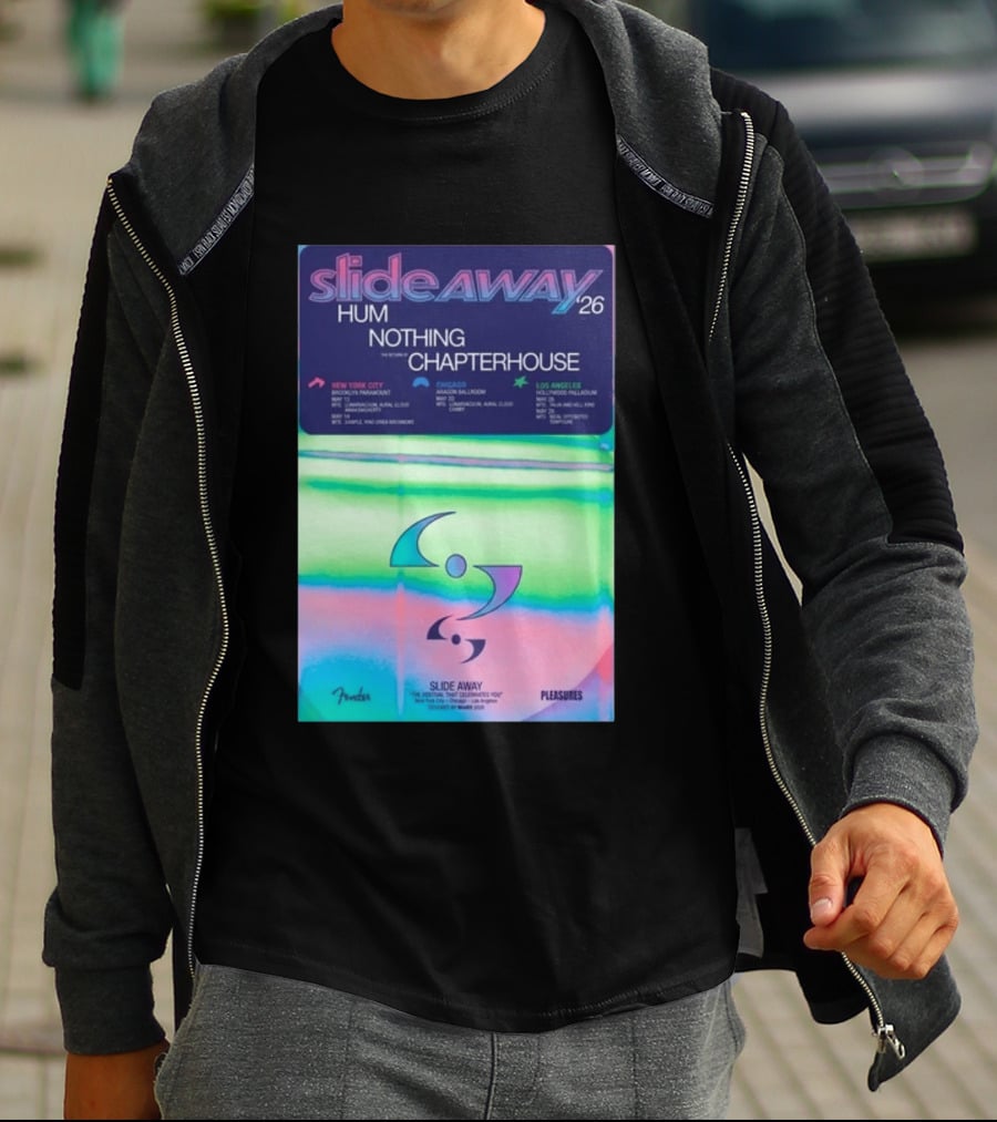 Slide Away 26 Tour Featuring Hum Nothing Chapterhouse May 2026 New York City Chicago Los Angeles T-Shirt