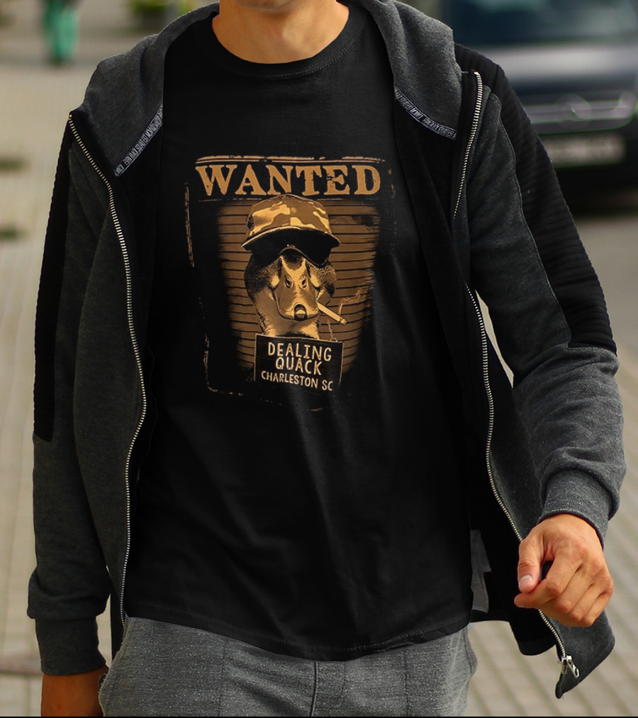 Wanted Duck Dealing Quack Charleston SC Camouflage Hat Smoking Duck T-Shirt