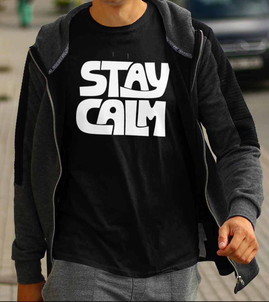 Stay Calm Text Bold Bubble Letters T-Shirt